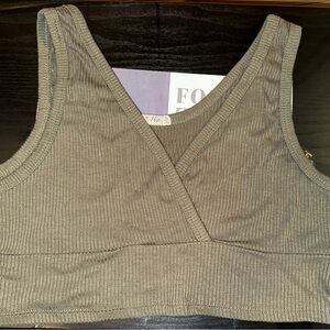 Ribbed Olive Green Crop Top